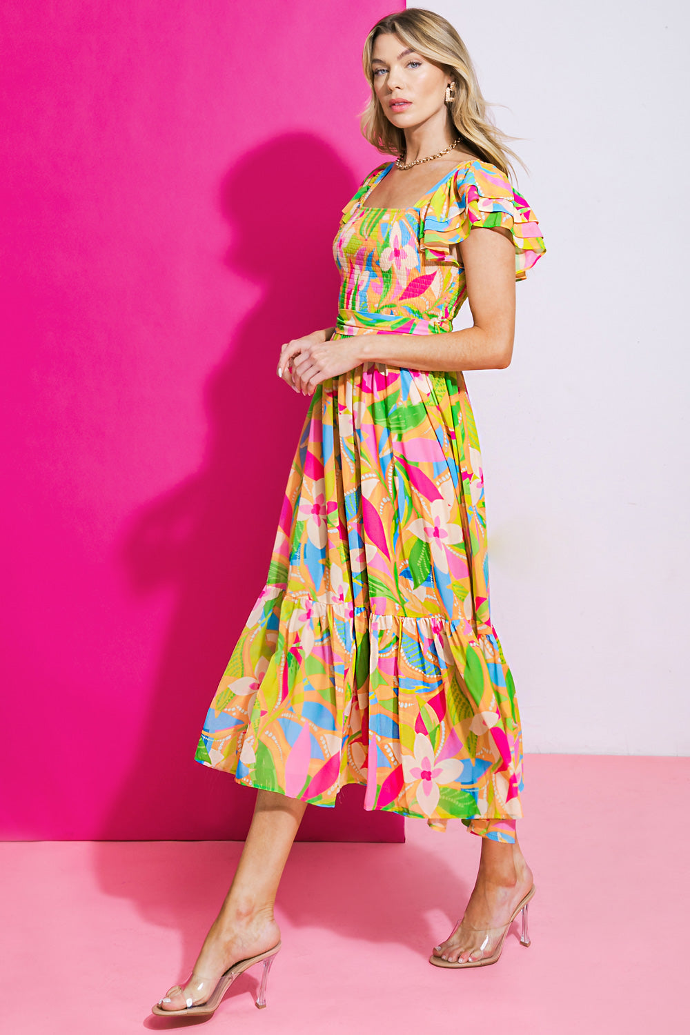 LOOK YOUR BEST WOVEN MIDI DRESS Flying Tomato